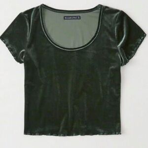 Deep Green short sleeve tee crushed velvet like material